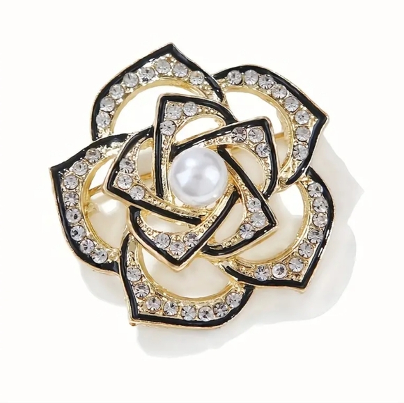 Exquisite Rhinestone Camellia Brooch Pin - Picture 2 of 4